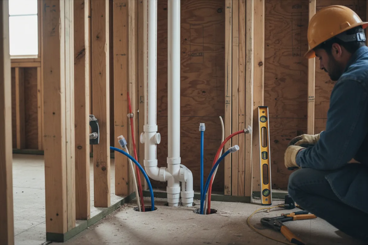 Drain and supply rough-in during Garbage Disposal Repair in Buffalo Center