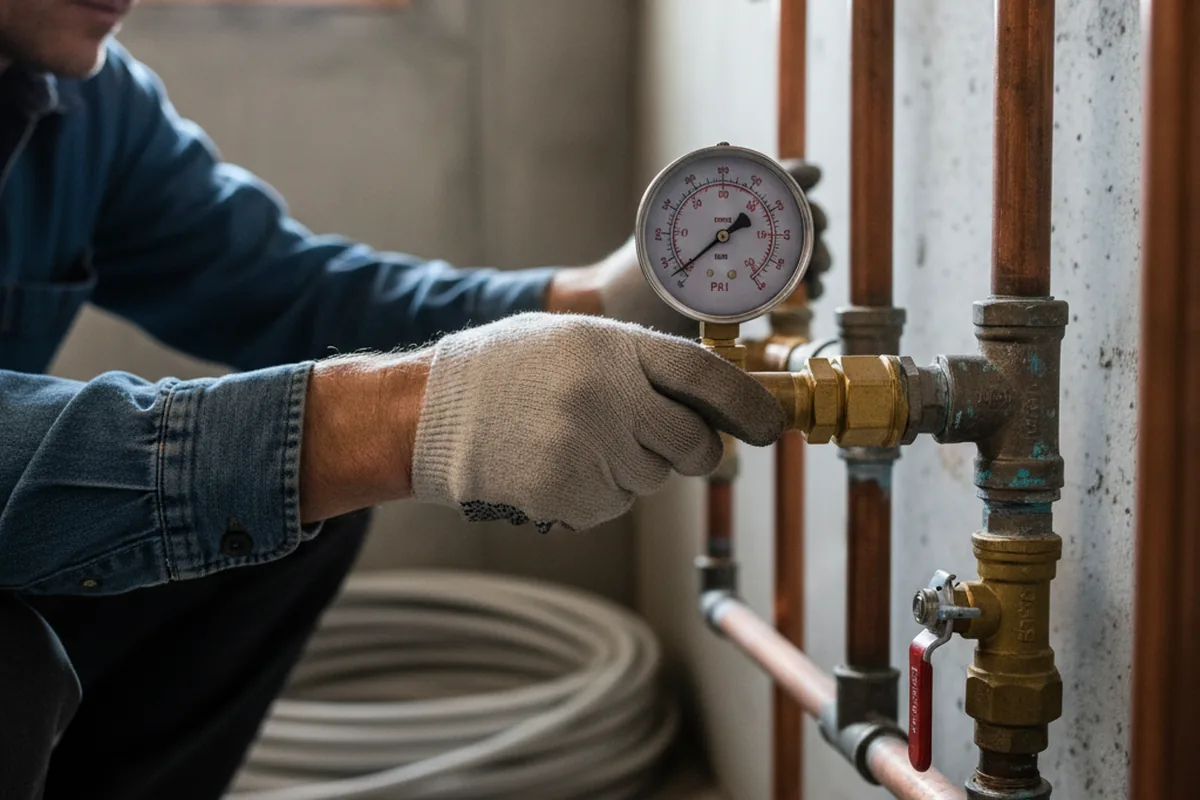 Pressure testing a repaired line during Water Line Repair in Buffalo Center